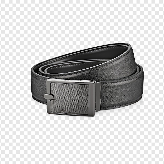 PSD a black denim belt with automatic buckle 8k realistic transparency background png
