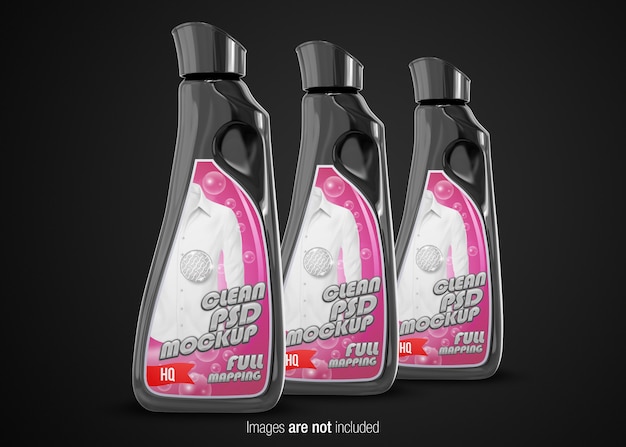 PSD black detergent bottle scene psd mockup