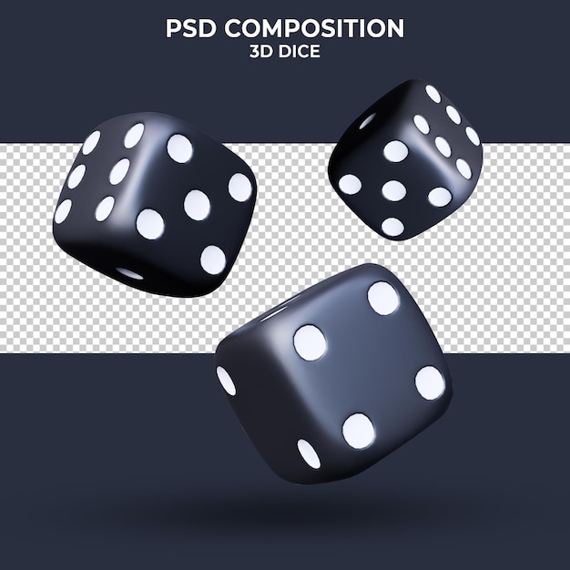 PSD Черные кубики на прозрачном фоне 3d-рендеринга изолированные