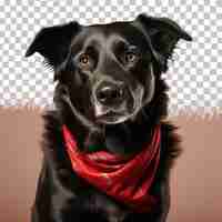 PSD black dog with red scarf a carnivore with a collar from sporting group