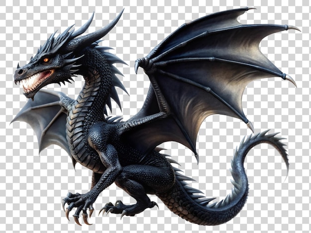 PSD black dragon isolated on transparent background