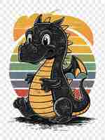 PSD a black dragon with a colorful background