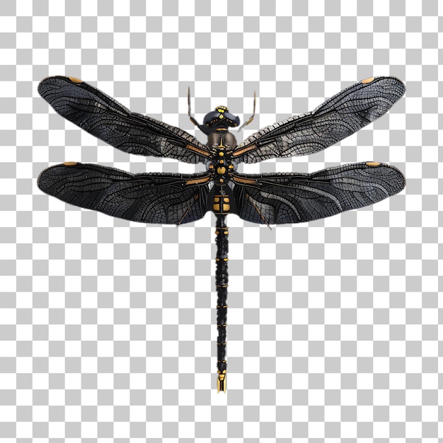 Black dragonfly on white surface