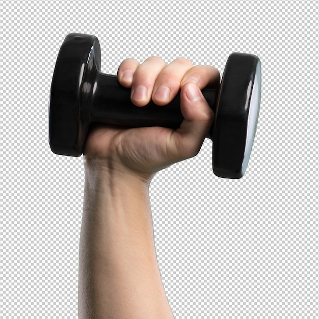 Black dumbbell on white background