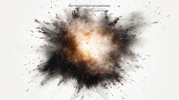 PSD black dust explosion on white background