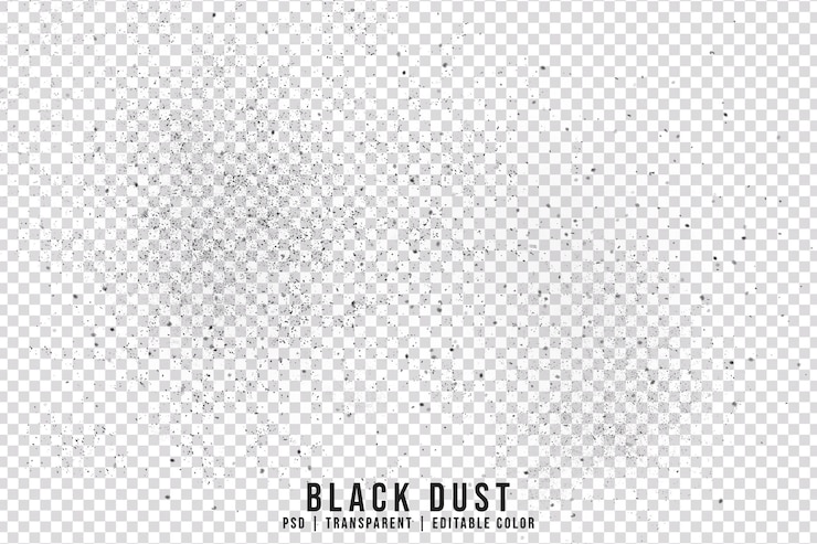 PSD black dust isolated on transparent background