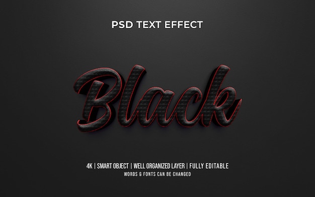 black editable 3d text effect mockup style template