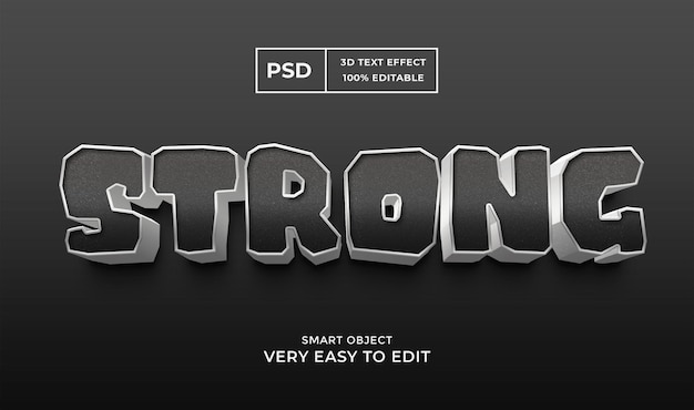 Black editable 3d text effect psd