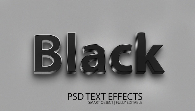 Black editable text effect PSD