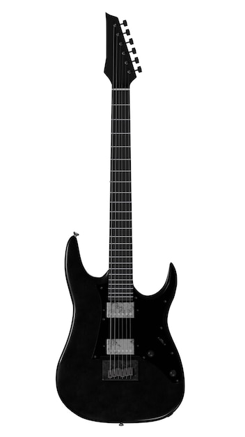 Black Electric Guitar on White Background