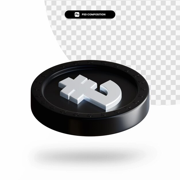 Black exchange coin 3d rendering isolated