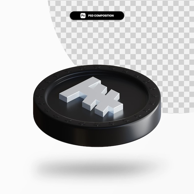 Black exchange coin 3d rendering isolated