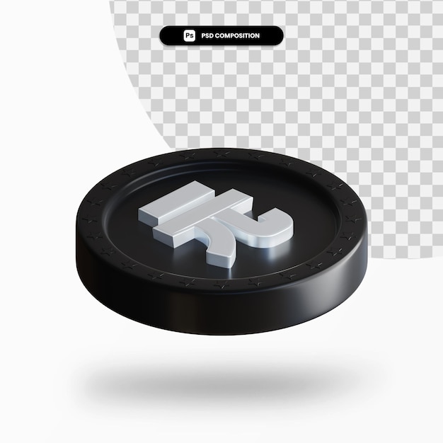 Black exchange coin 3d rendering isolated