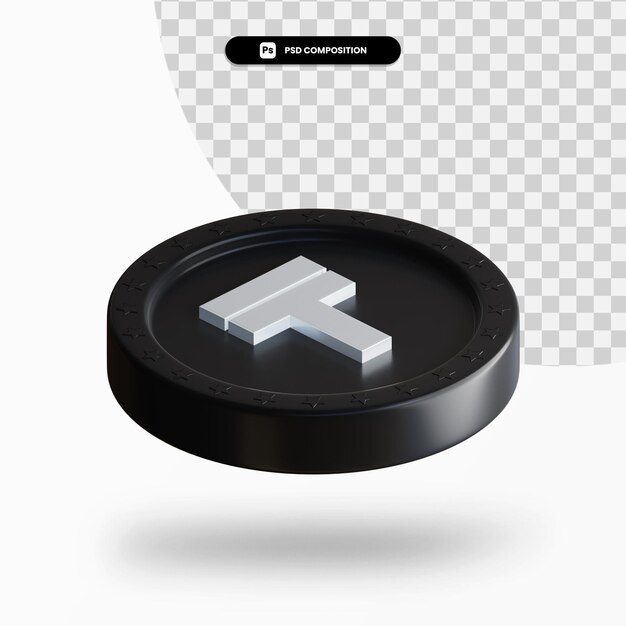 Black exchange coin 3d rendering isolated