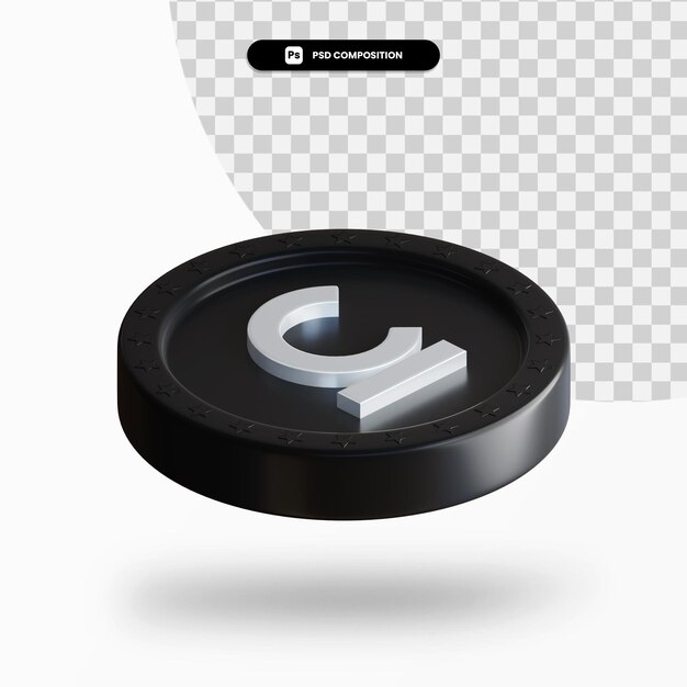 Black exchange coin 3d rendering isolated