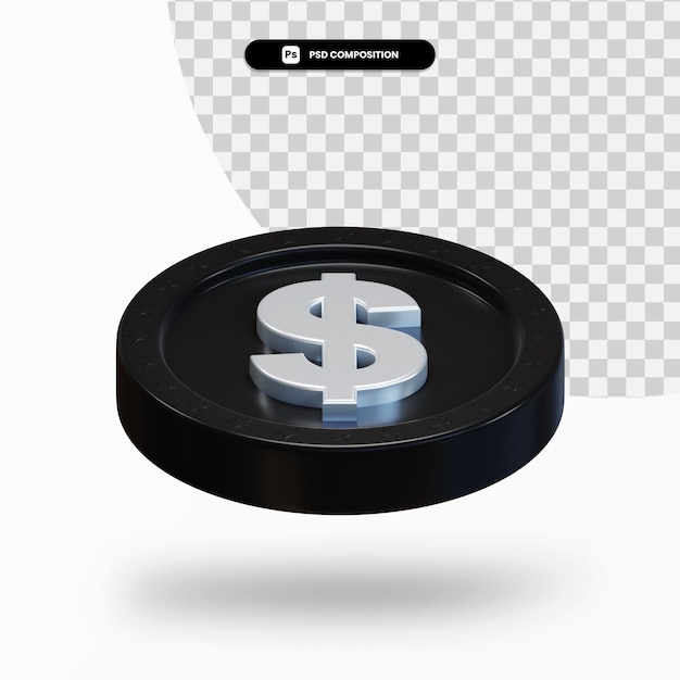 PSD black exchange coin 3d rendering isolated