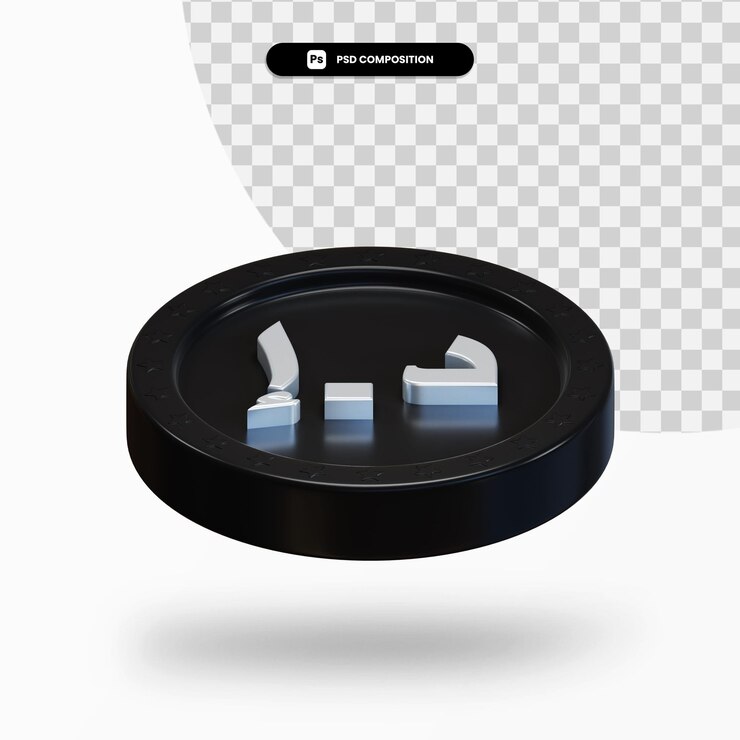 PSD 검은 교환 동전 3d 렌더링 절연