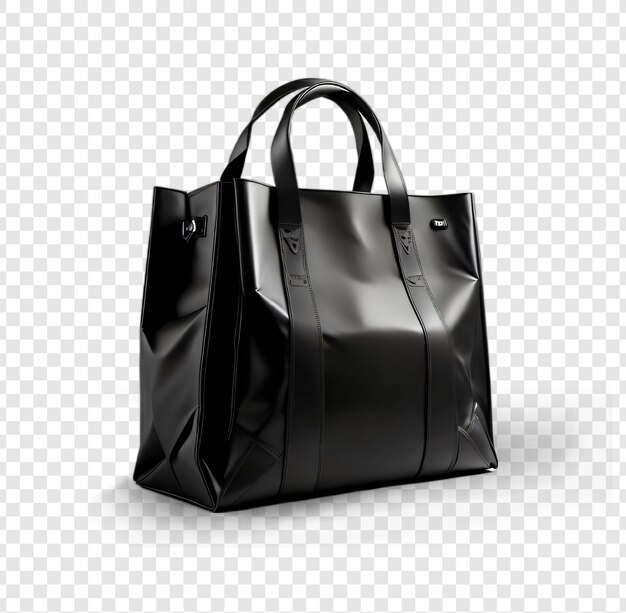 PSD black fabric shopping bag isolated on transparent background