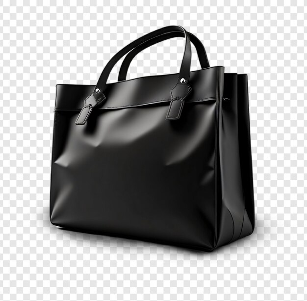 Black fabric shopping bag isolated on transparent background