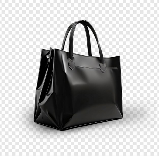 PSD black fabric shopping bag isolated on transparent background