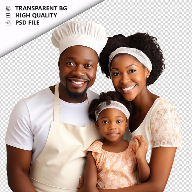 PSD black family baking ultra realistic style white backgroun