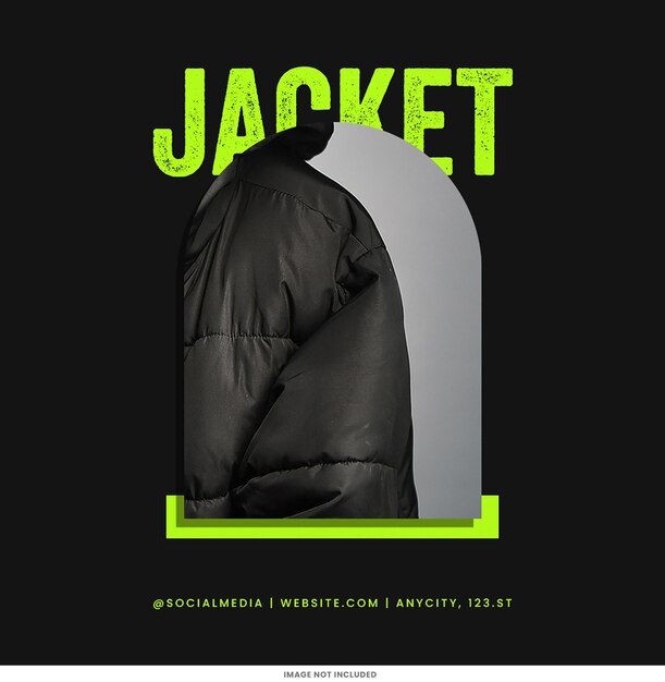 PSD black fashion sale instagram post template psd design social media kit vendita a tema verde neon quadrato