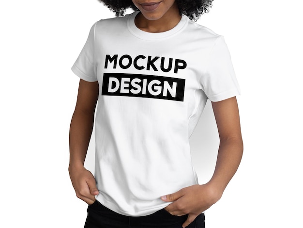 PSD black female tshirt mockup