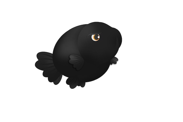 PSD a black fish with a yellow eye and a black fish on its head