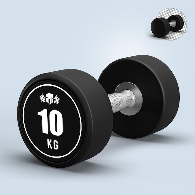 PSD black fixed rubber dumbbell mokcup