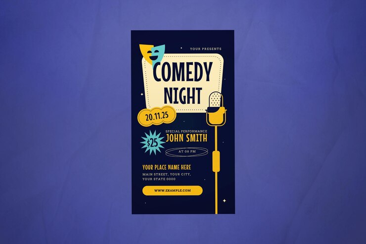 PSD black flat design comedy night instagram story