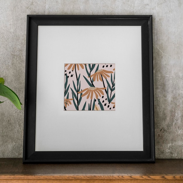 black floral frame mockup design