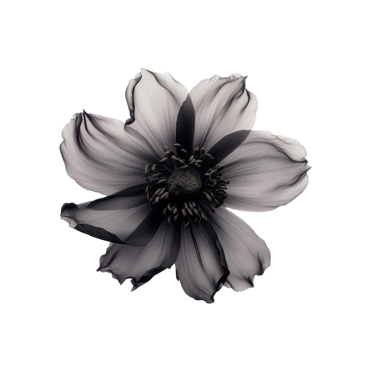 PSD black flower on transparent background