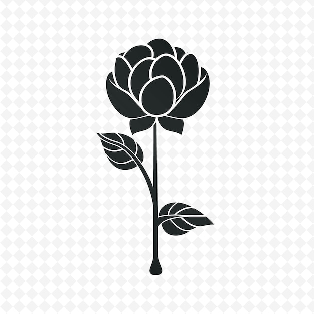 PSD black flower on a white background