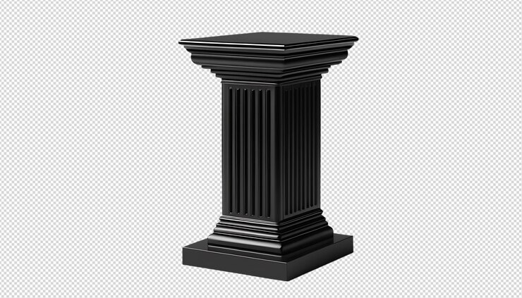 PSD black fluted column pedestal