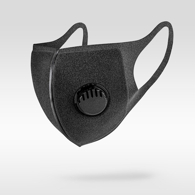 Black foam mask with valve mockup