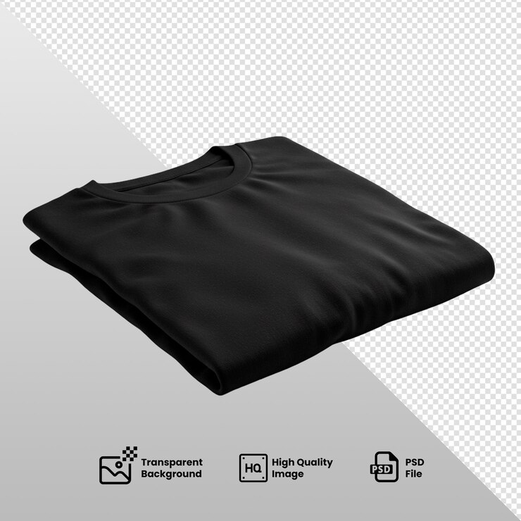 PSD black folded t-shirt mockup