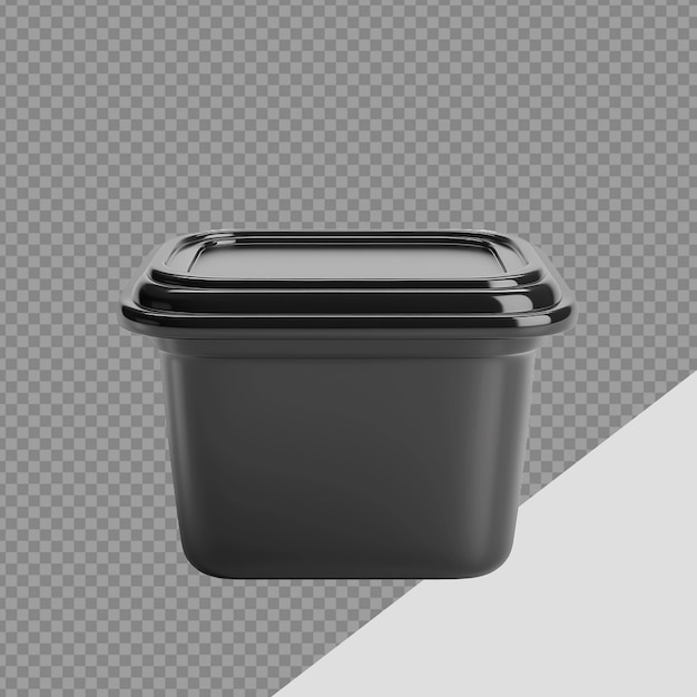 PSD black food container png isolated on transparent background