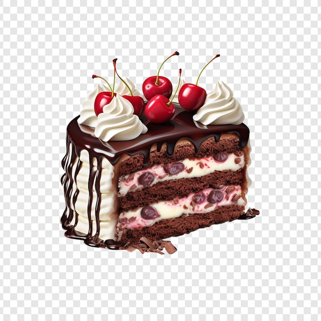 Black forest gateau geïsoleerd op een transparante achtergrond