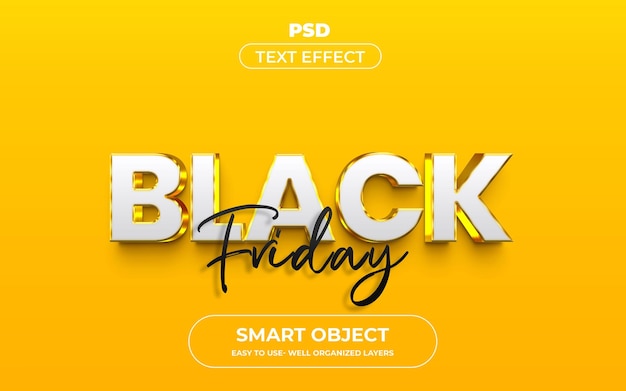 Black friday 3d bewerkbare teksteffectstijl premium psd-sjabloon met achtergrond