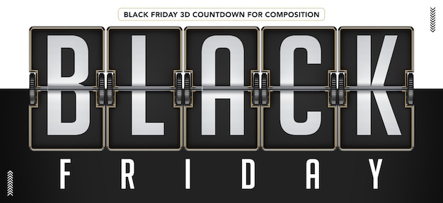 Conto alla rovescia 3d del black friday per il mockup di composizione