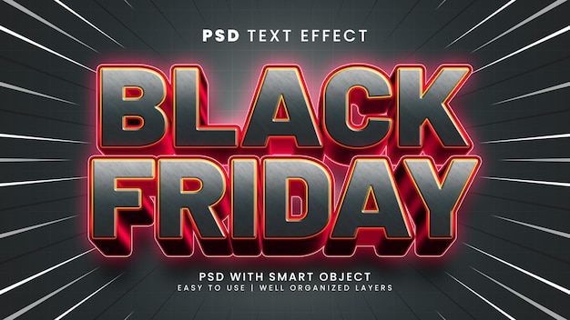 Black friday 3d editable text effect with sale and offer text style