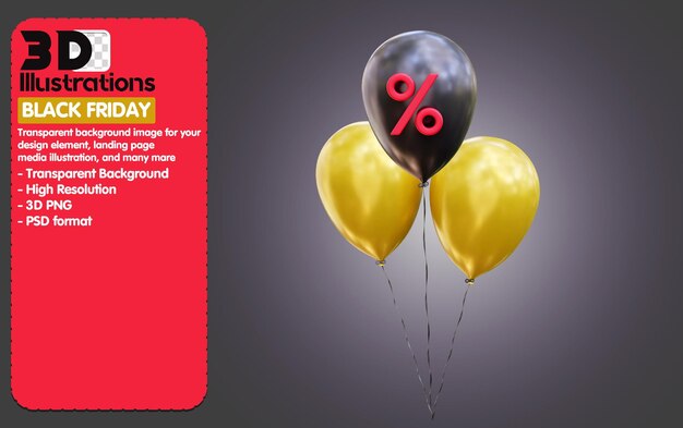 Black friday 3d icon balloon