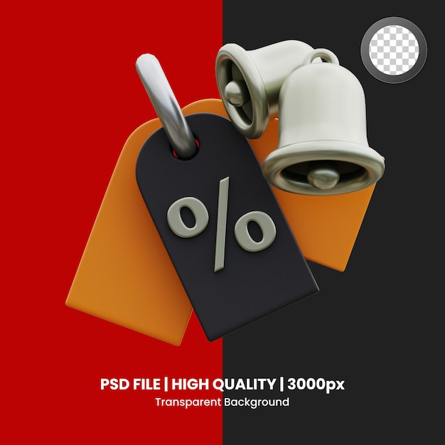 PSD black friday 3d icon pack discount notification price tag