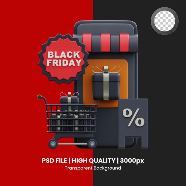 PSD pacchetto icone 3d del black friday negozio e-commerce