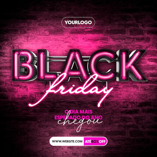 Black friday 3d logo for social media template composition for sales