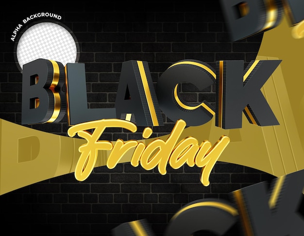 PSD black friday 3d-logo voor compositie sociale media