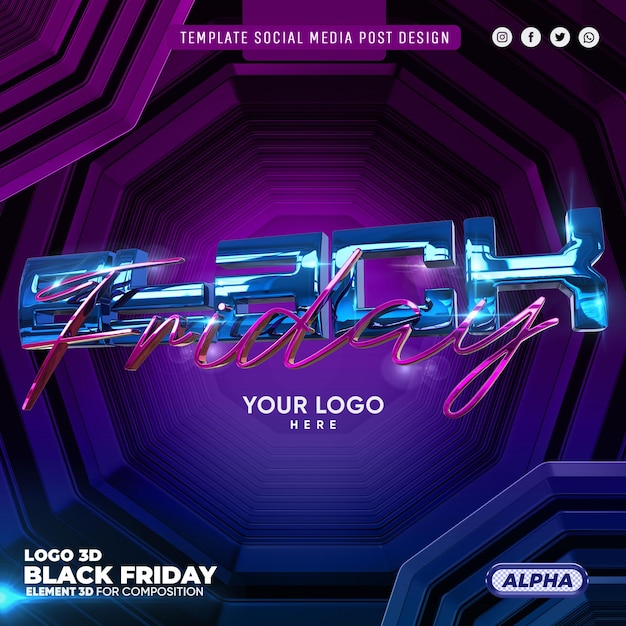 Black friday 3d-logo voor samenstelling