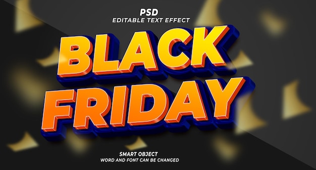 Черная пятница 3d PSD редактируемый текстовый эффект шаблон фотошоп с фоном