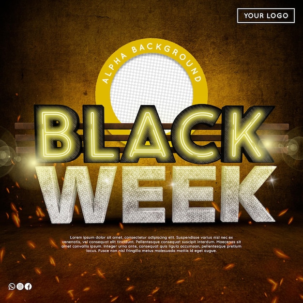 Black friday 3d render logo for november black friday retail composition