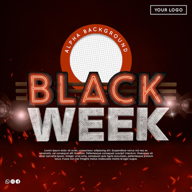 Black friday 3d render logo voor november black friday retail compositie